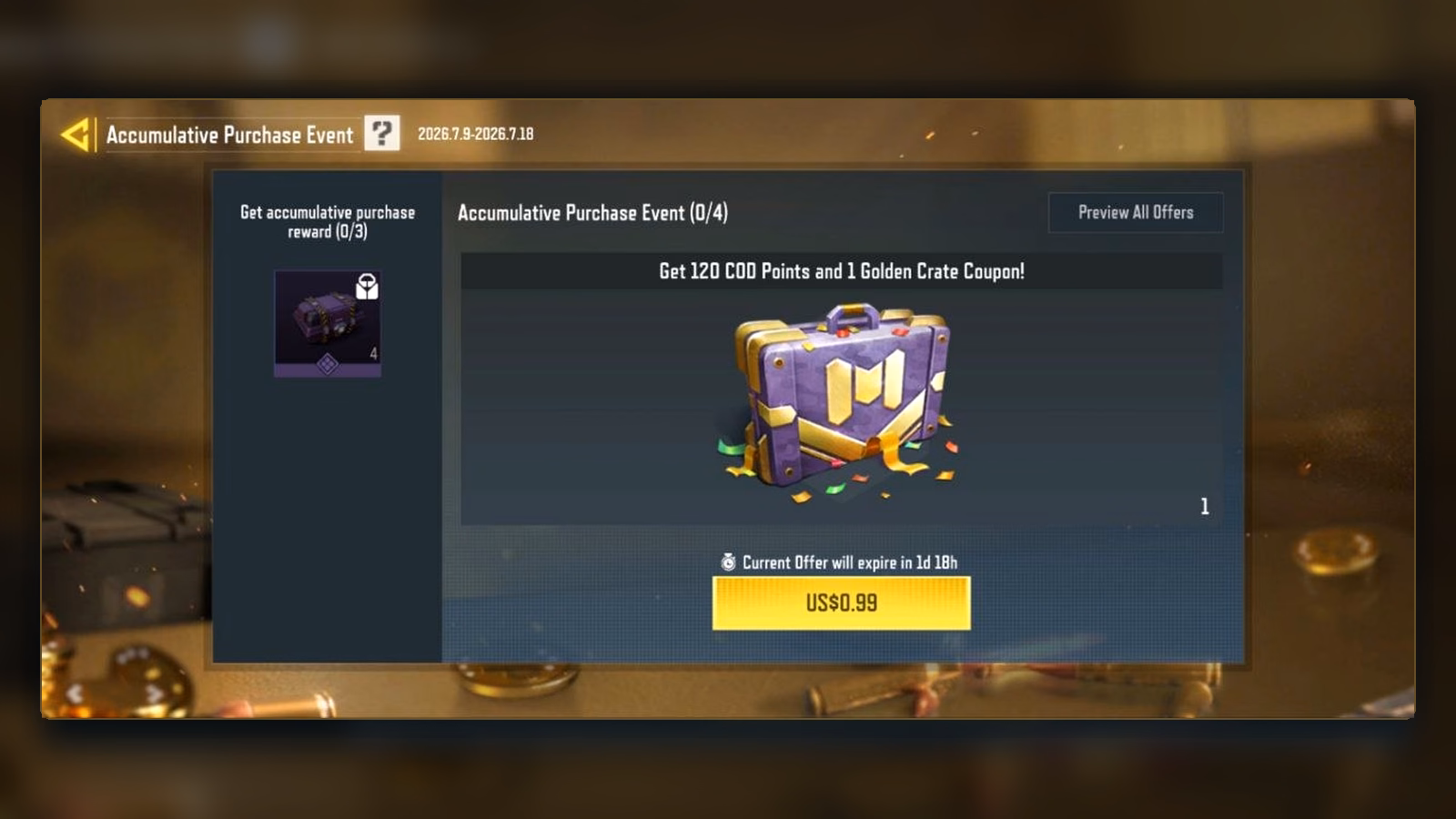 آفر 120 سی پی Accumulative Purchase Event کالاف همراه کارت طلایی